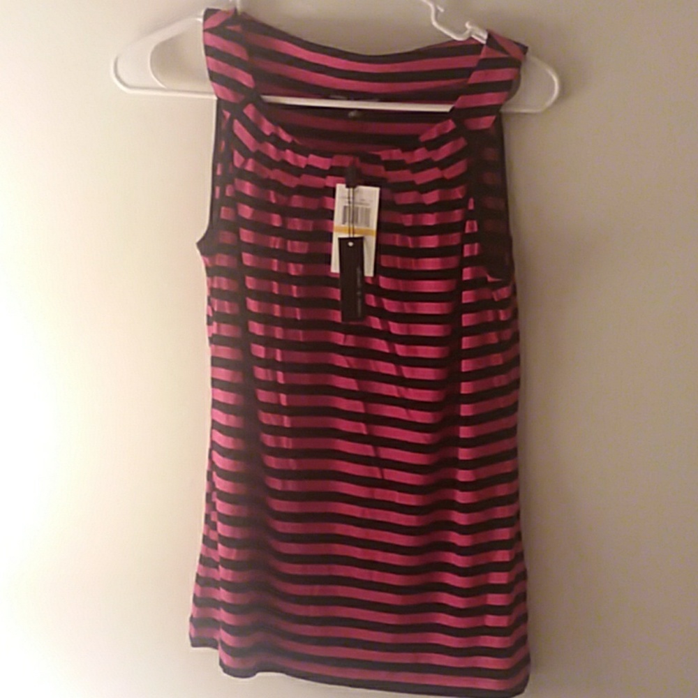 Black fuschia striped tank